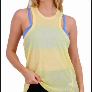 FP  Movement Very Varsity Ribbed Sleeveless Tank Top NWOT Size XS Neon Yellow